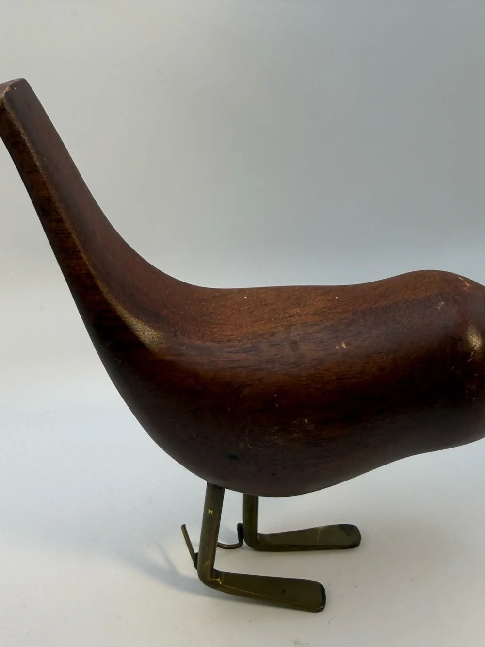 MCM Vintage Style Teak Wood Bird Sculptures Brass Legs Set of 3 Danish Modern